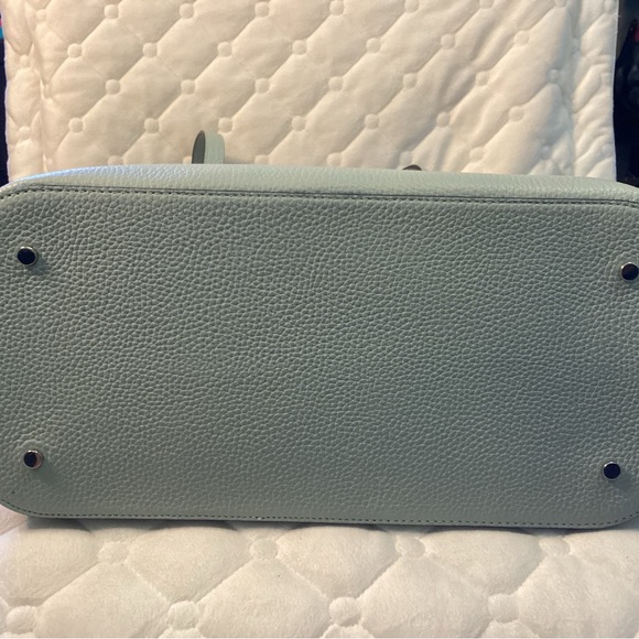 Kate Spade NWT sea foam green pebbled leather tote with bow tie tassel on front - Picture 11 of 15